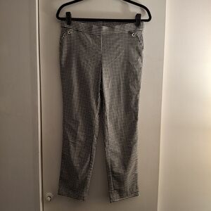 Rafaella Women's Black & White Checkered Patterned Stretch Pants